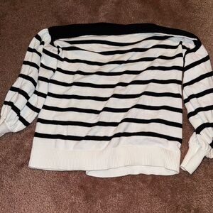LOFT Boatneck Sweater in Black and White Stripes